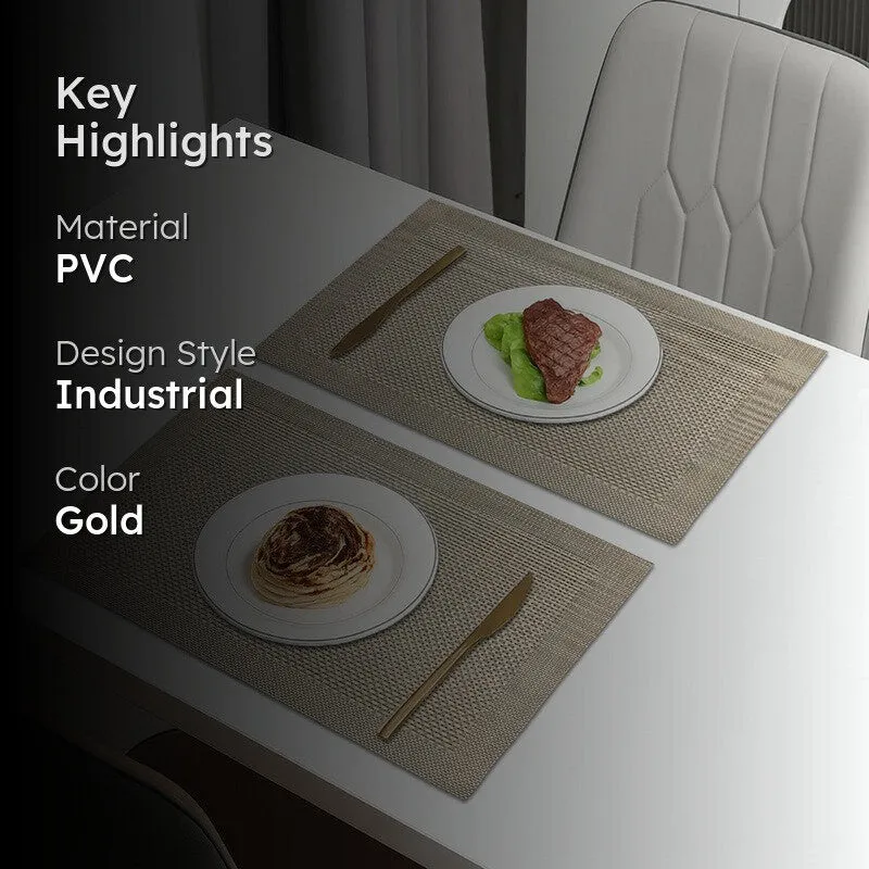 Onyxa Golden Rectangle PVC Table Mats - Set Of Two media 2