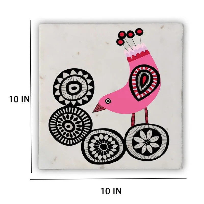 Enigmatic Bird Design Marble Wall Art - 10 Inches media 5