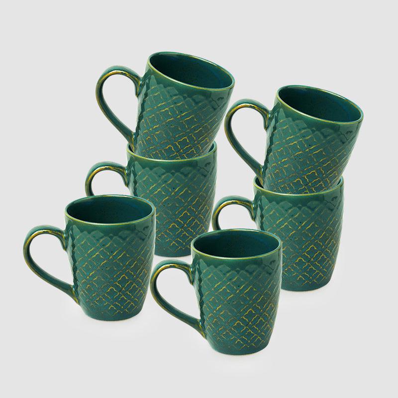 Saphine Ceramic Coffee Mug (300 mL Each) - Set of Six