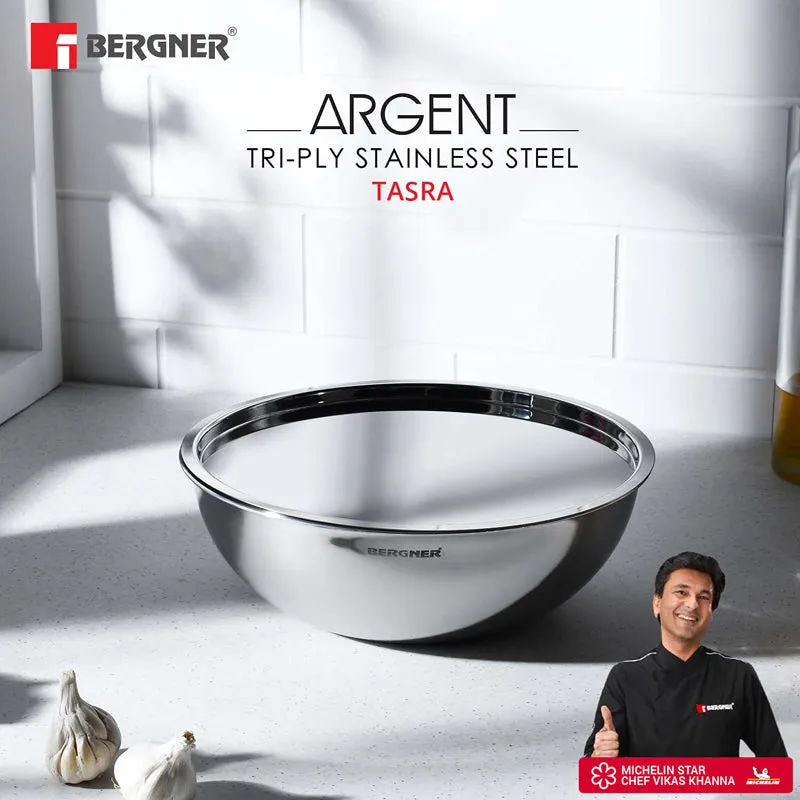 Bergner Argent Triply Stainless Steel Induction Base Tasra With Lid - 3900 ML media 5