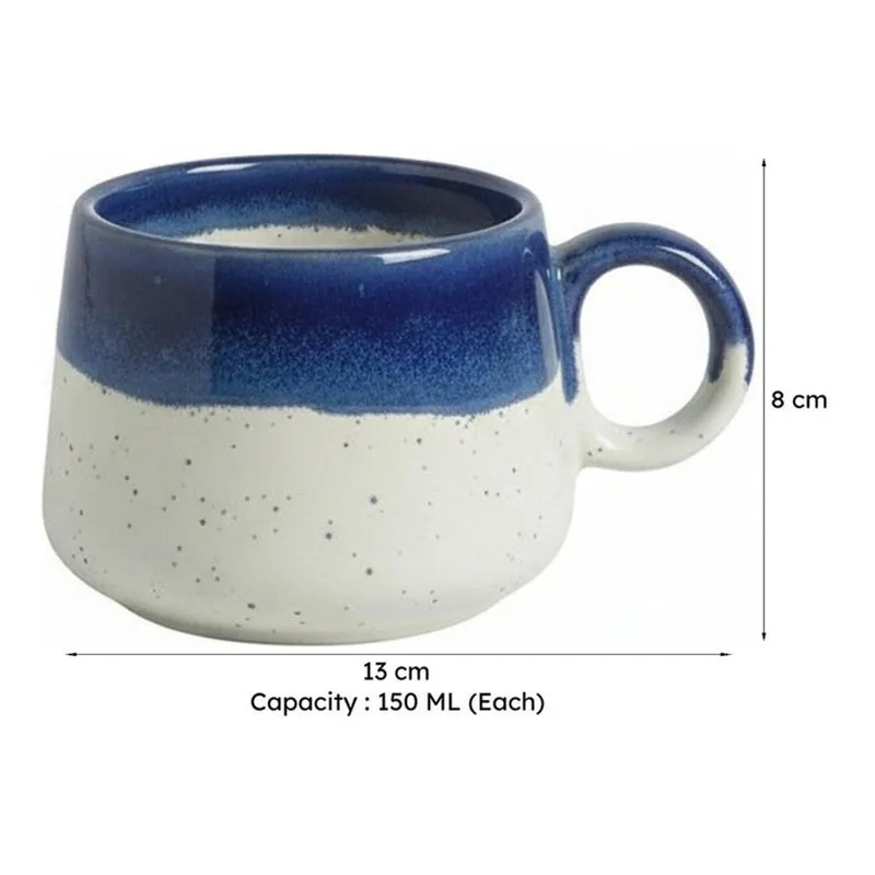 Nouvelle Ceramic Tea Cup (150 mL Each) /Blue)- Set of Six media 7