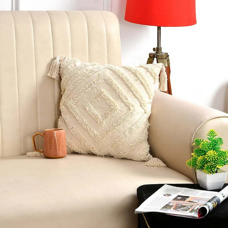 Kester Tufted Cotton Cushion Cover (Off White) - Set Of Five media 3