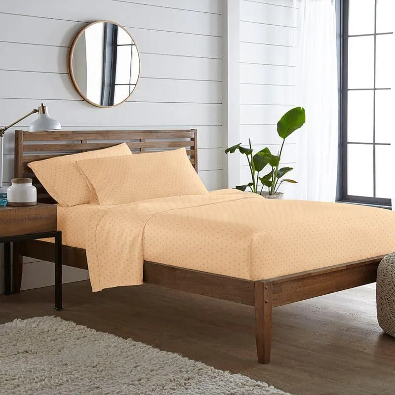 Numa Swiss Dot Cotton Bedsheet (Almond) - 500 TC media 1