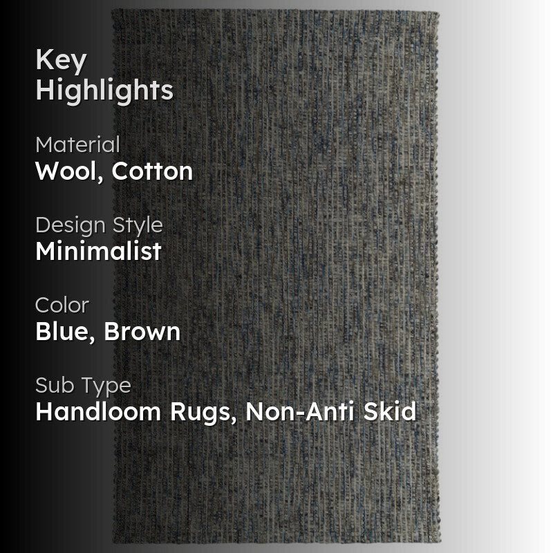 Artistry Threads Hand Woven Wool Rug - Blue & Brown media 2