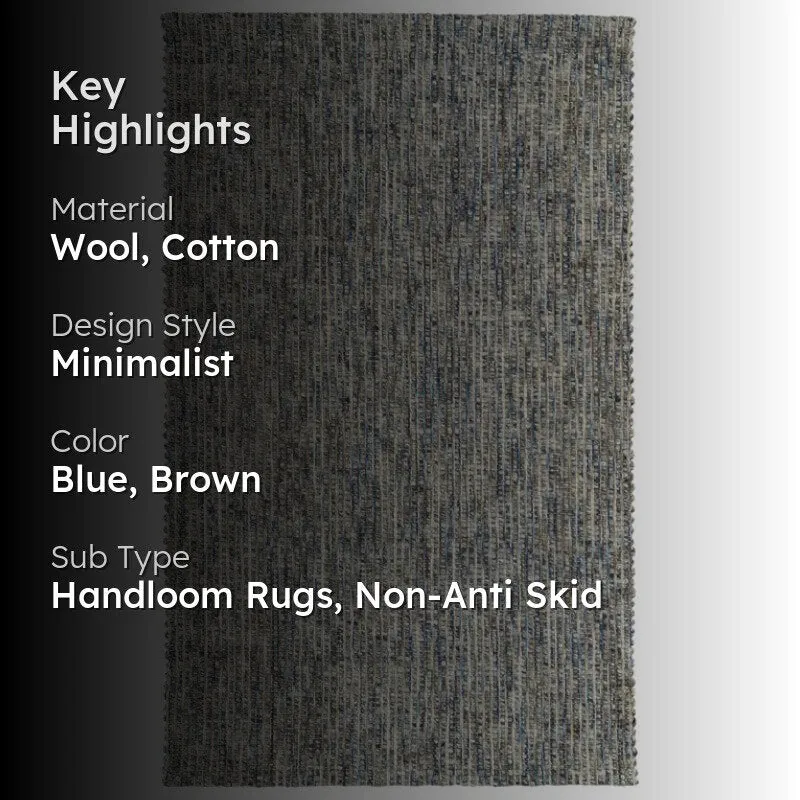 Artistry Threads Hand Woven Wool Rug - Blue & Brown media 2