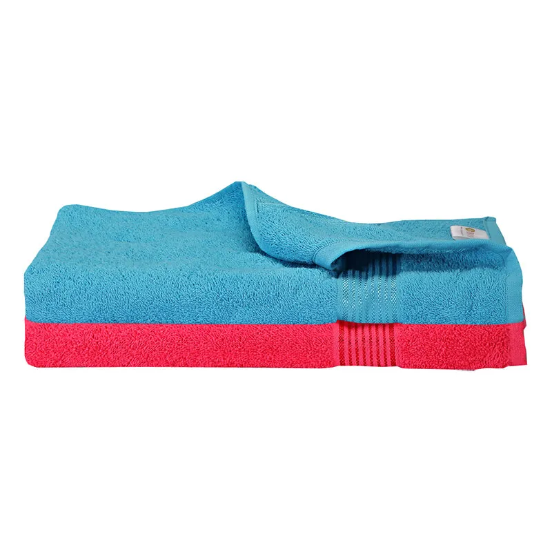 Nuage Cotton Bath Towel (Blue & Red) - Set Of Two media 3