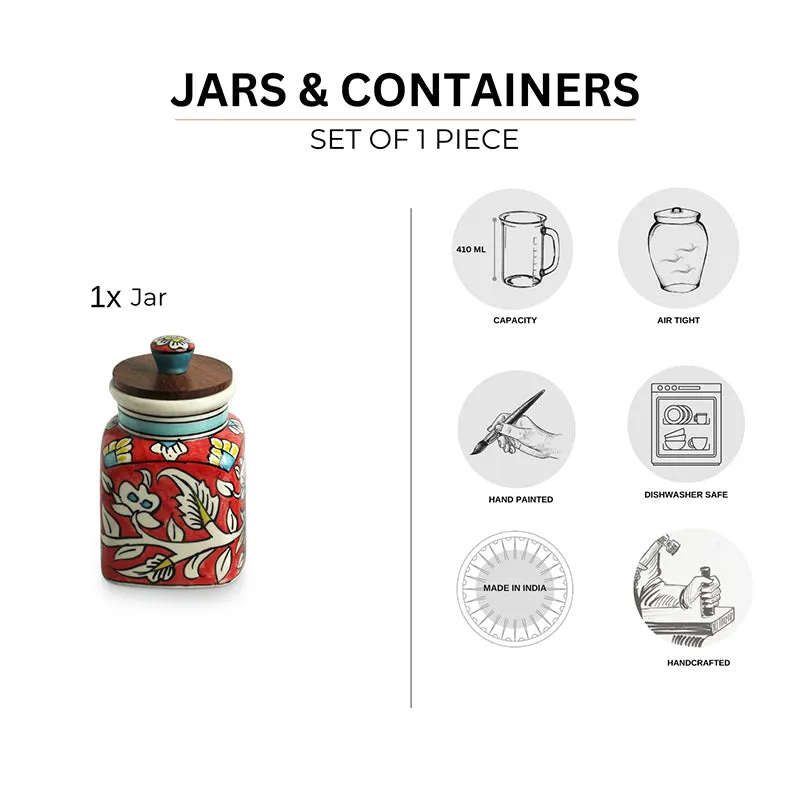 Rang-E-Gul Handpainted Ceramic Jar - 410 mL media 5