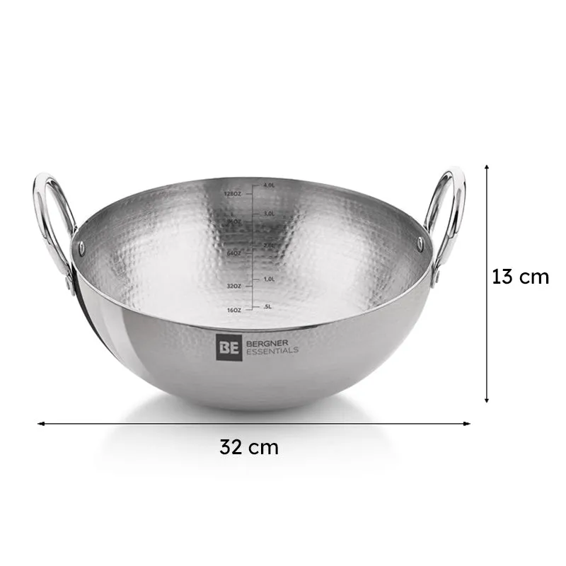 Bergner Stainless Steel Hammered Kadhai - 6500 mL media 8