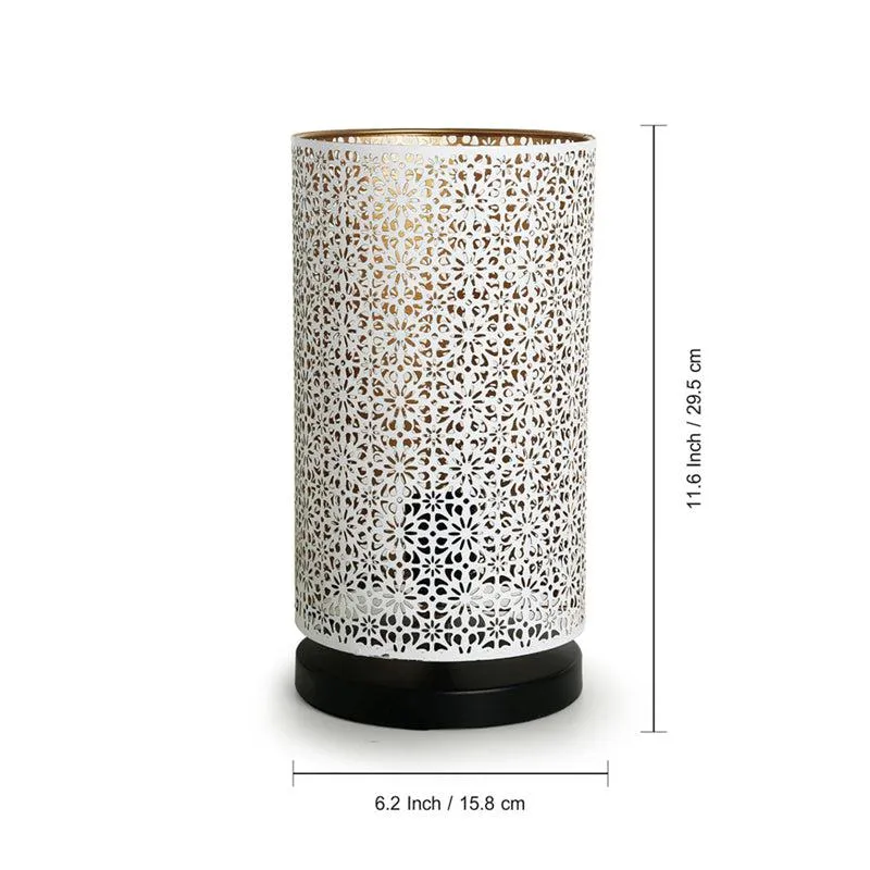 Misbah HandEtched Iron Table Lamp - White,Black media 5