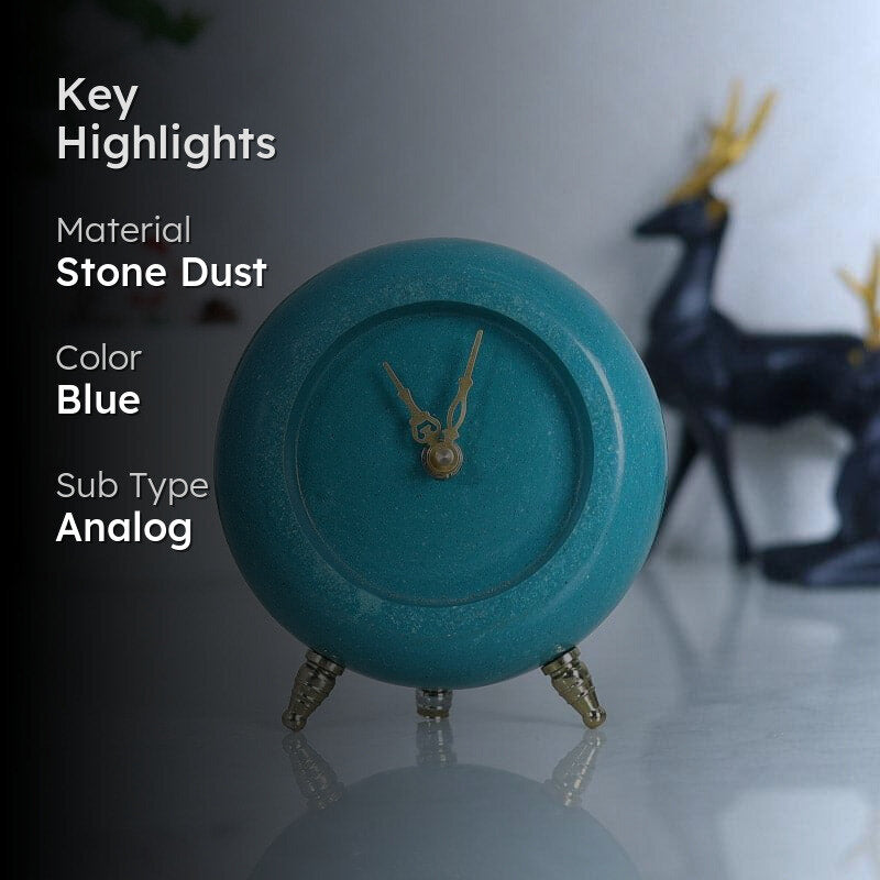 Tisora Hand Crafted Marble Table Clock - Turquoise media 2