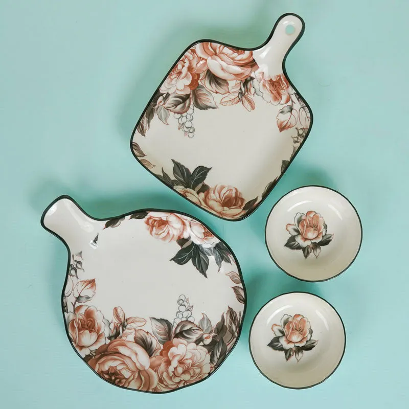 Maduva Chic Floral Porcelain Serving Set - Four Piece Set - 4