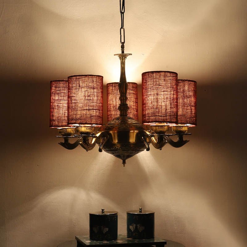 Glacia Cylindrical Golden Antique Ceiling Lamp