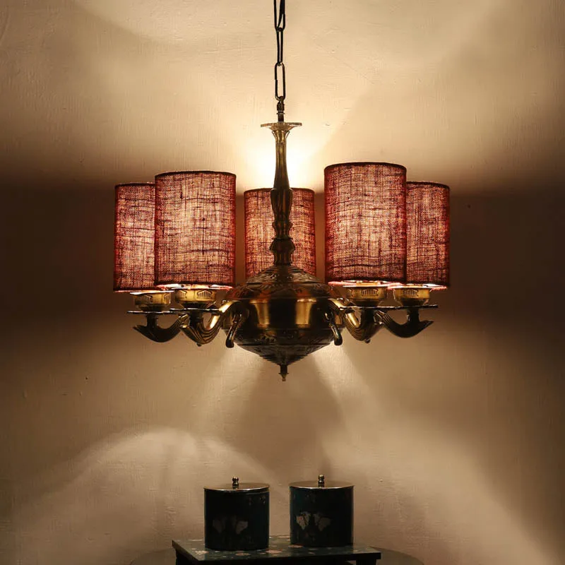 Glacia Cylindrical Golden Antique Ceiling Lamp media 1