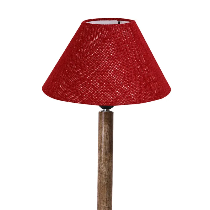 Loft Gleam Table Lamp With Wooden Base - Maroon,Brown media 6