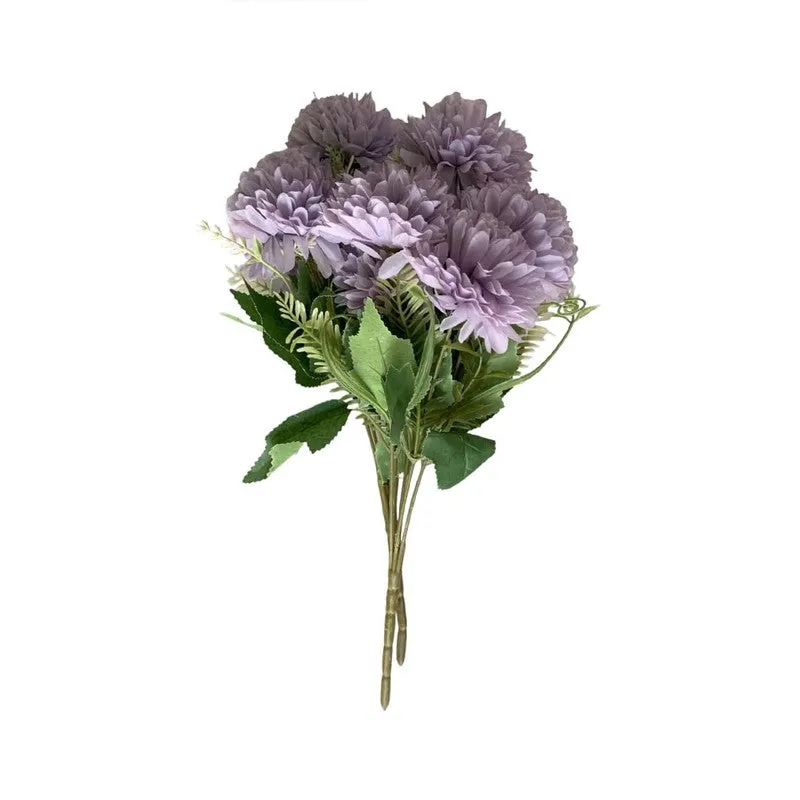 Hortensia Chrysanthemum Silk Floral Stick - Purple media 4