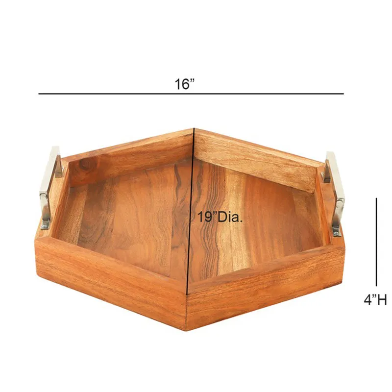 ChefServe Wood Serving Tray - Brown,Silver media 8