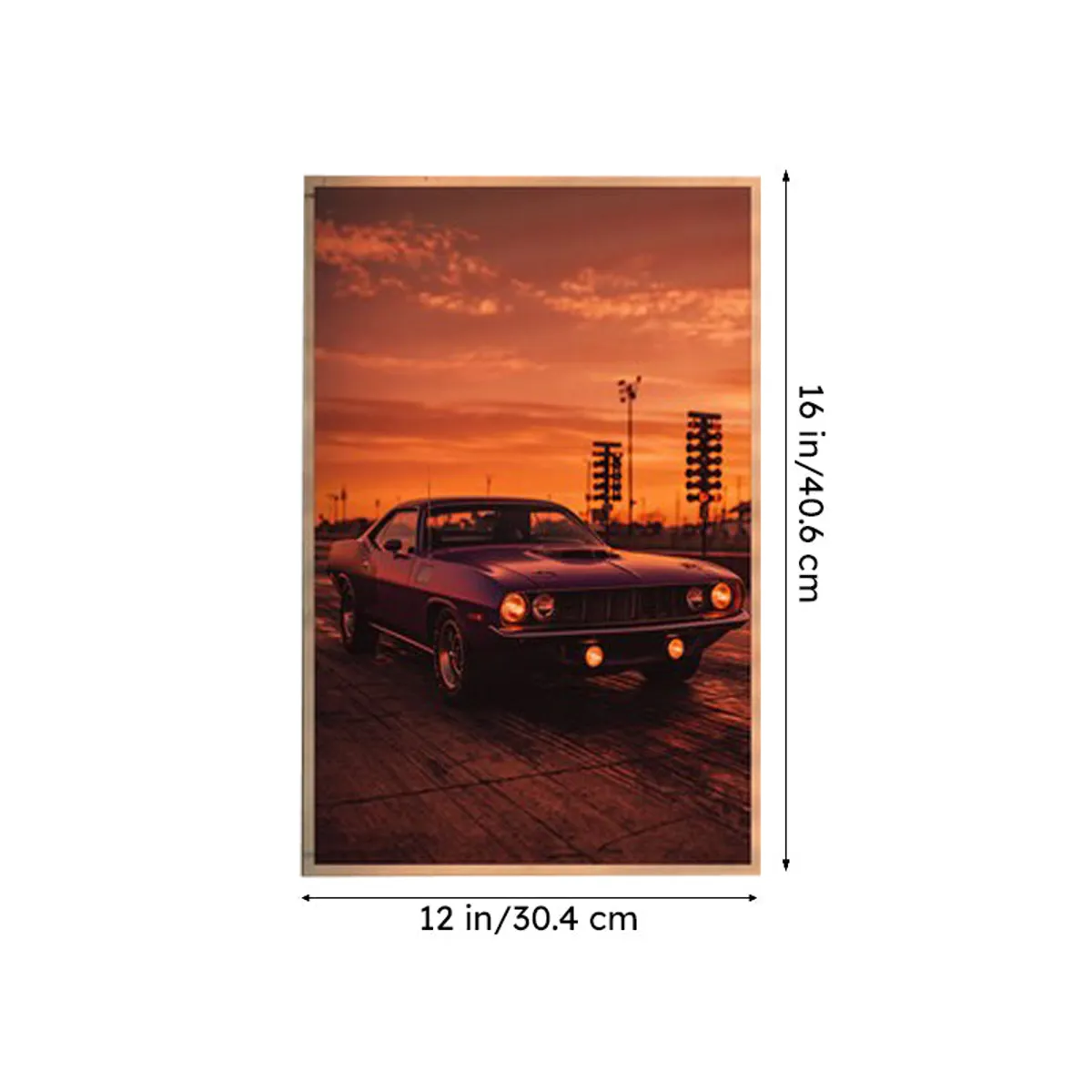 Single sunset car poster shown vertically on a plain background