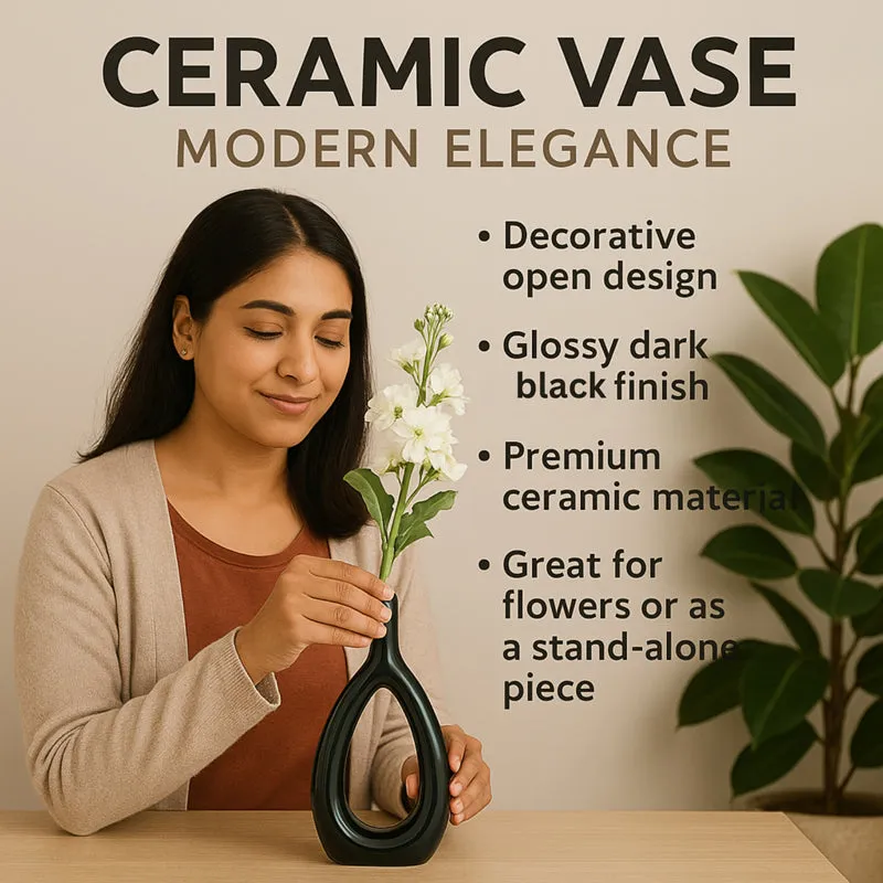 Nivo Ceramic Vase - Black media 4