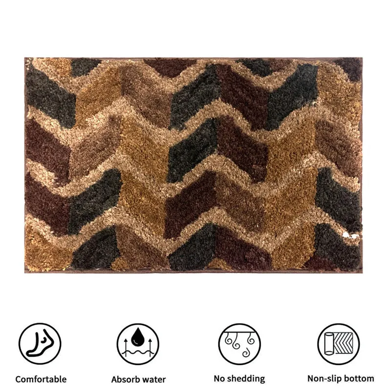 Chevra Wave Microfiber Bath Mat - Brown media 8
