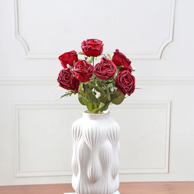Petaluxe Rose Fabric Artificial Flower - Red media 3
