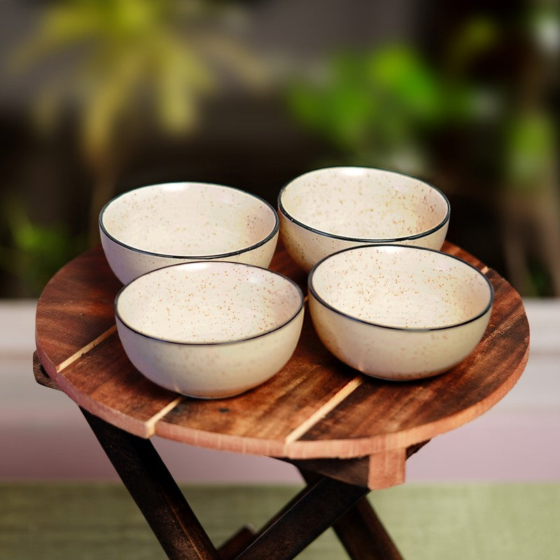 Swaad Katori Ceramic Snack Bowls (White, 200 mL Each) - Set Of Four