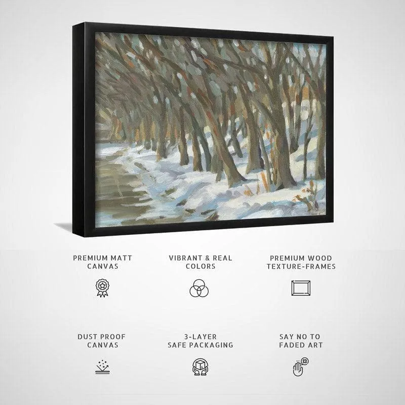 Winter Trees Canvas Wall Painting - Black Frame media 5