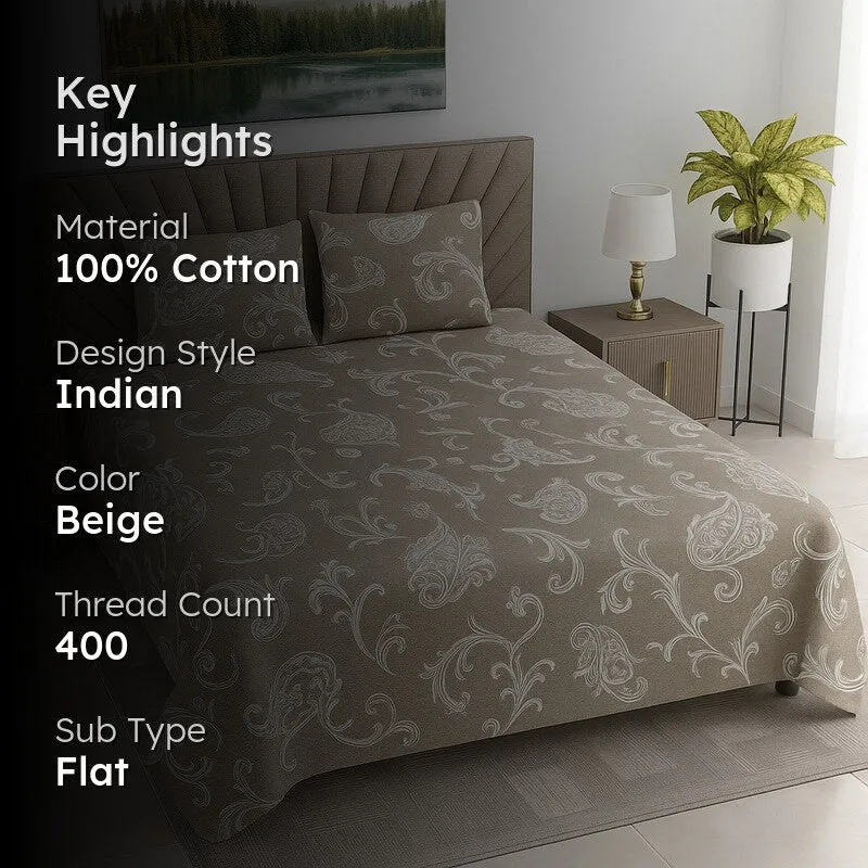 Aangan Kala Cotton Bedsheets (Beige) - 400 TC media 2