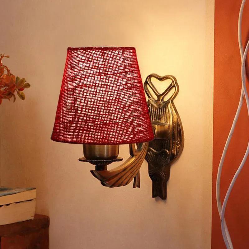 Love Gleam Atva Conical Fabric & Metal Wall Lamp - Maroon media 1