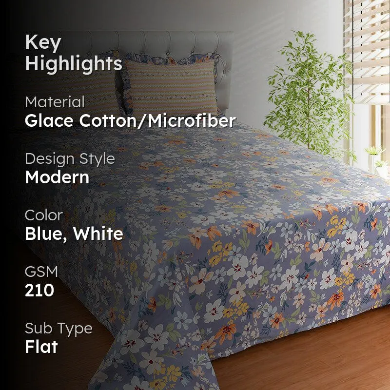 Kyoto Zen Floral Microfiber Bedsheet - 210 GSM media 2