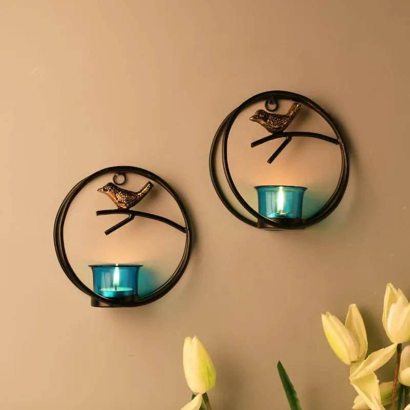 Bird Ring Candle Holder (Turquoise) - Set Of Two media 1