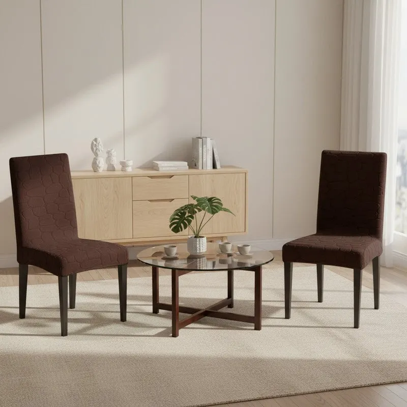 Elvra Classic Chair Cover(Brown) - Set Of Two media 1