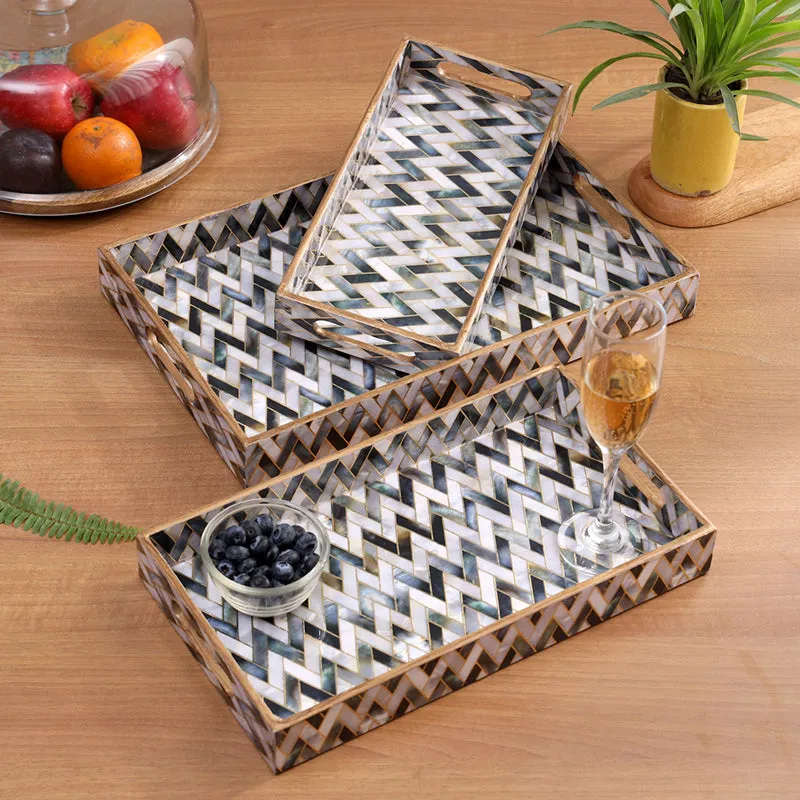 Stria Noir MDF Serving Tray - Set Of Three media 1
