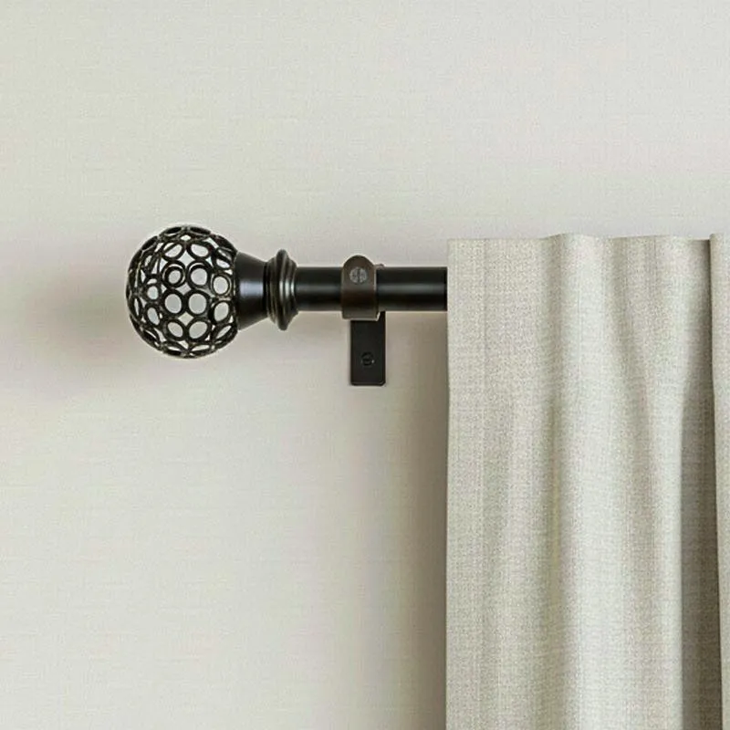 Filigrette Extendable 1" Single Curtain Rods With Round Finial & Brackets media 1