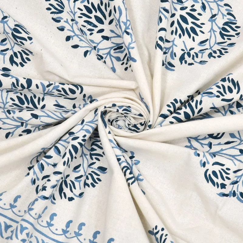 Blossoma Cotton Bedsheet (White,Blue) - 240 TC media 5