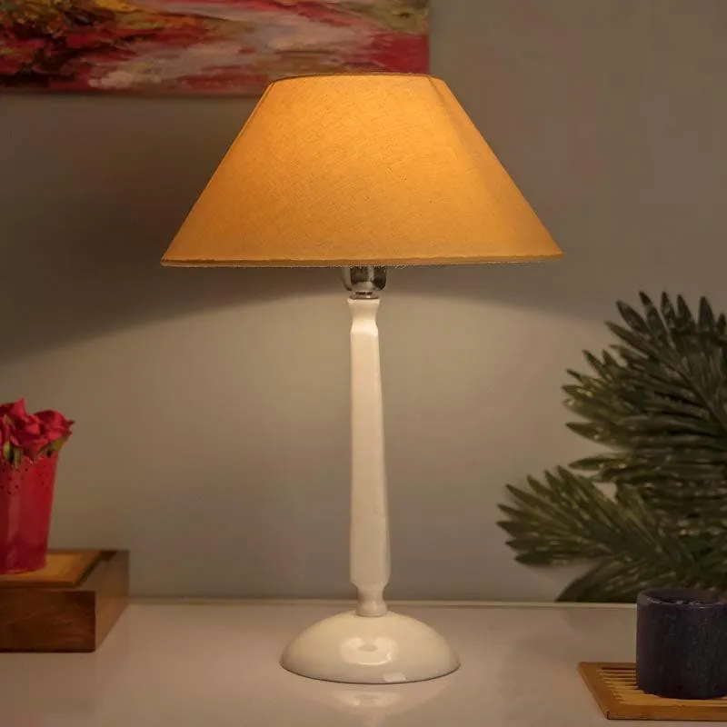 Marvel Luminary White Fabric Table Lamp - White,Beige media 1