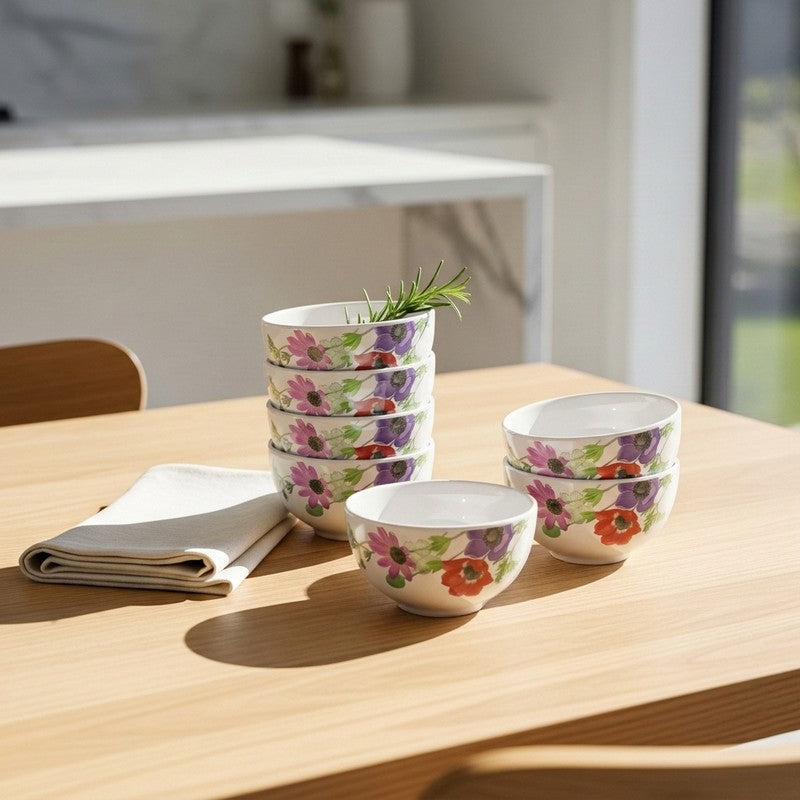 Poppy Melamine Snack Bowls (230 mL Each) - Set of Six - 230 mL