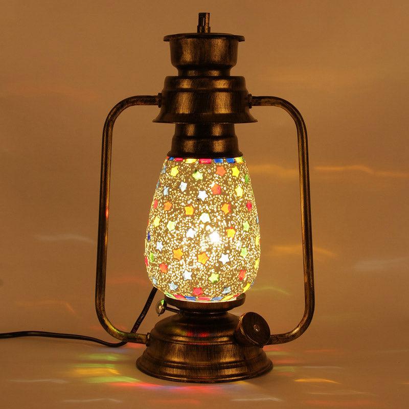 Divyara Mosaic Lantern Iron & Glass Table Lamp - Multicolor media 4