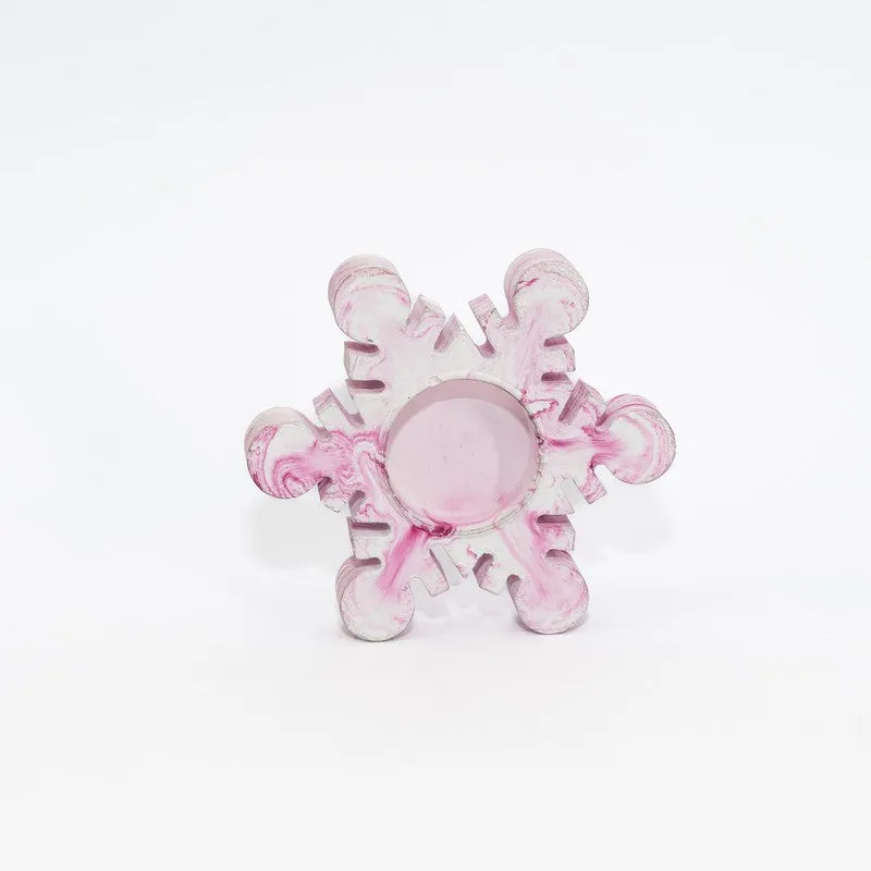 Frosty Tealight Candle Holder - Pink,White media 4