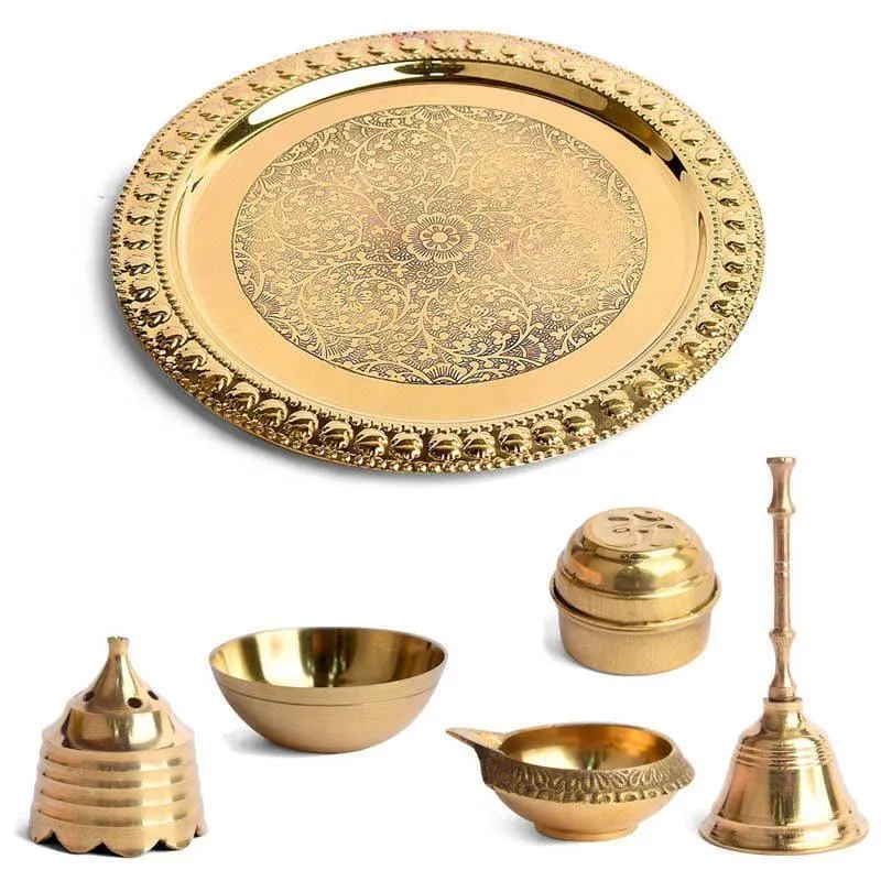 Elegant Brass Pooja Thali media 3