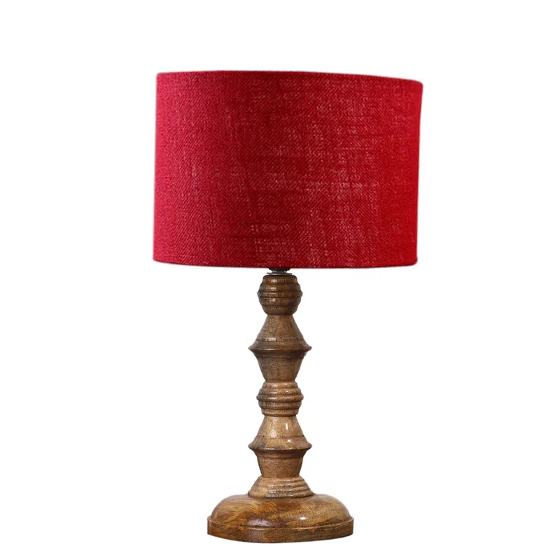 Sienna I Timber Wooden Table Lamp - Red,Brown media 6