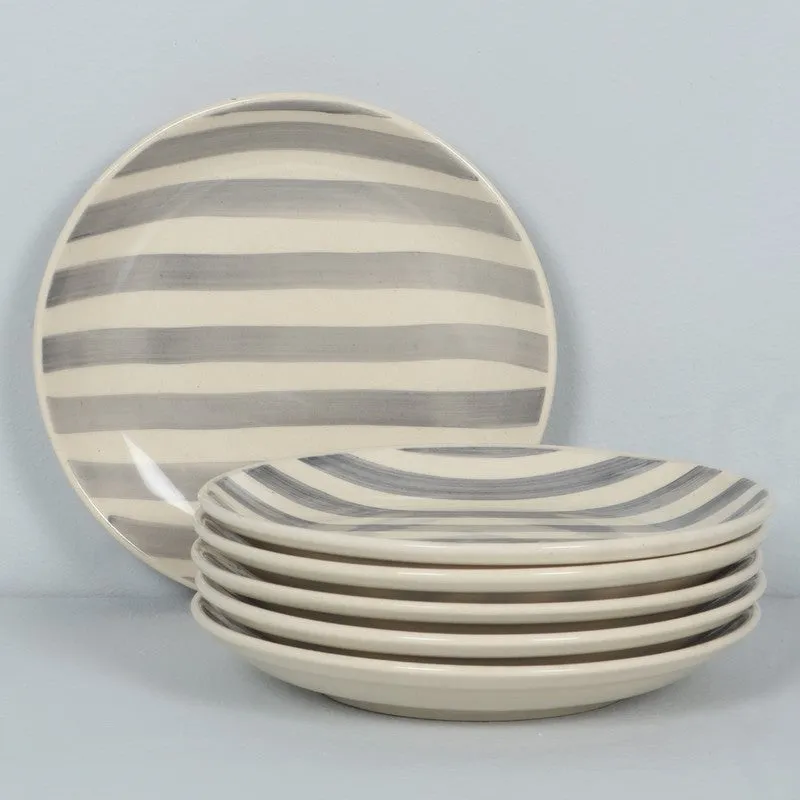 Ceramic Quarter Plate (Grey,White) - Set Of Six media 4