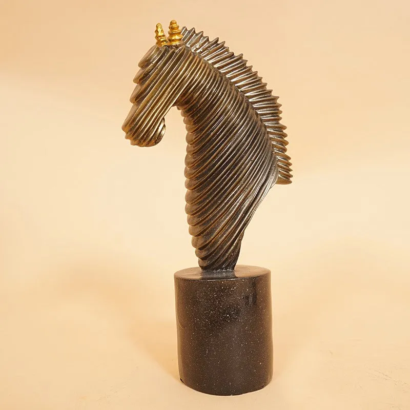 Golden Horse Head Decorative Showpiece media 5