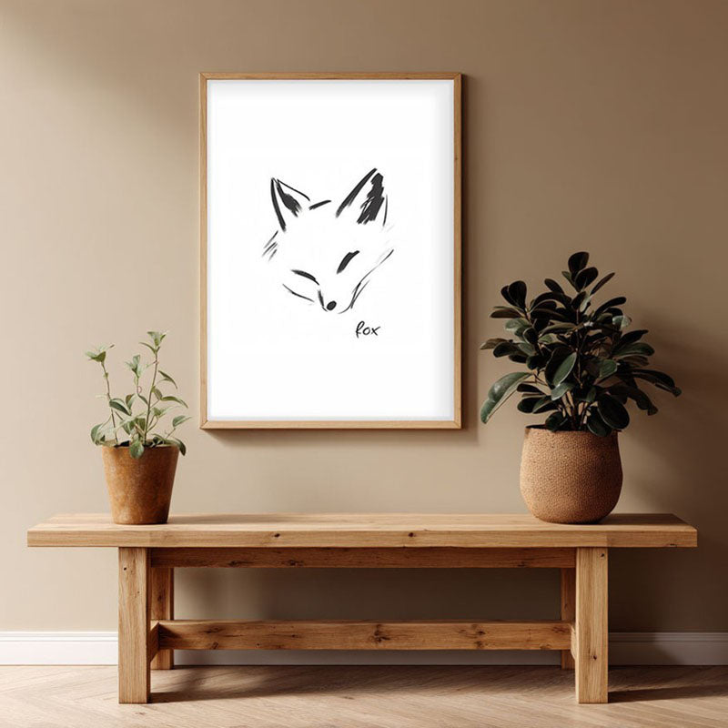 Fox Novo Archival Canvas Wall Art - Natural Brown Frame