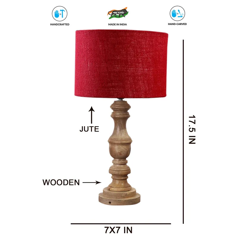 Sienna I Carve Wooden Table Lamp - Red,Brown media 7