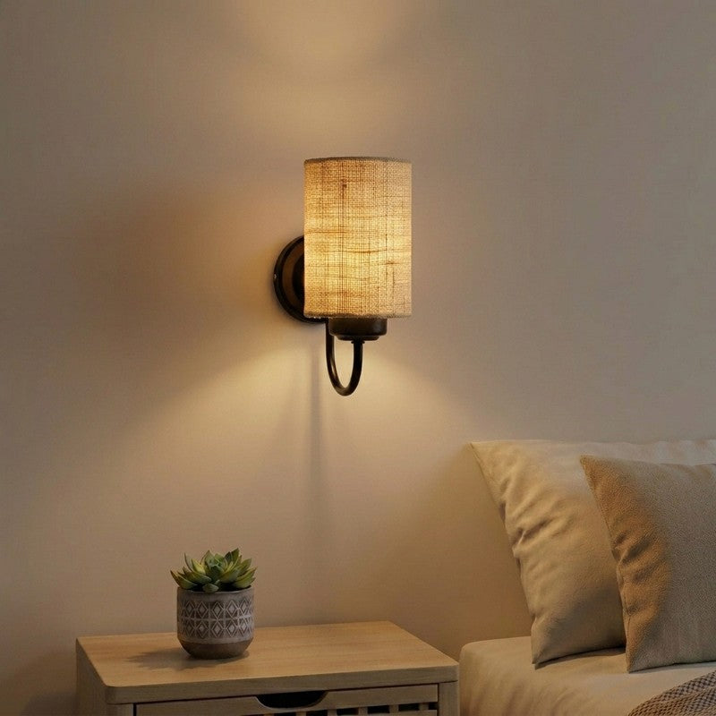 Cyluxe Soft Loom Jute Wall Lamp - Brown