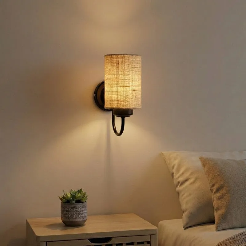 Cyluxe Soft Loom Jute Wall Lamp - Brown media 1