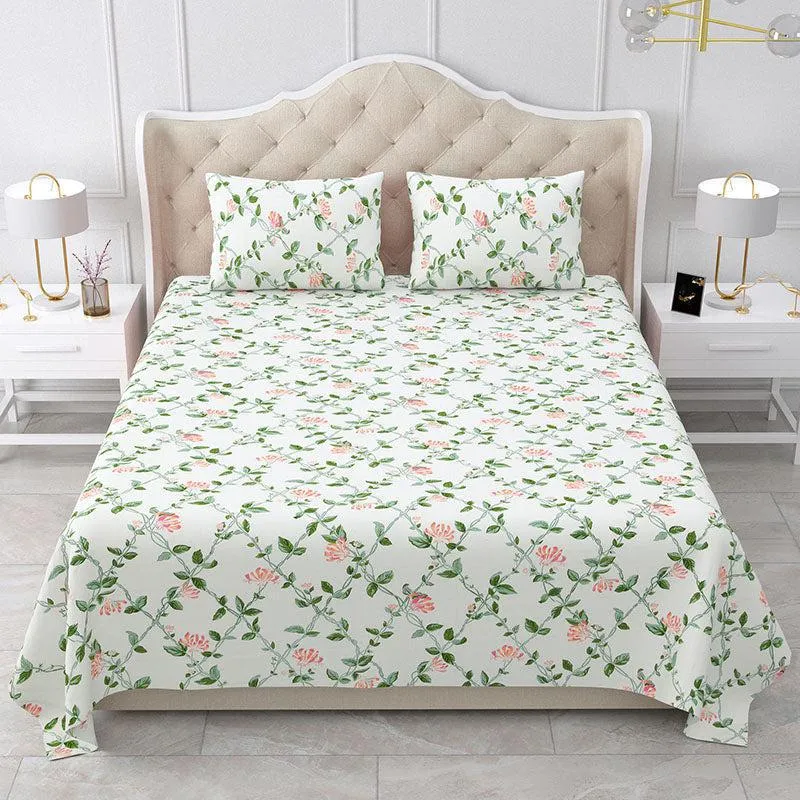 Coastal Gardenia Floral Cotton Bedsheet - 180 TC media 4