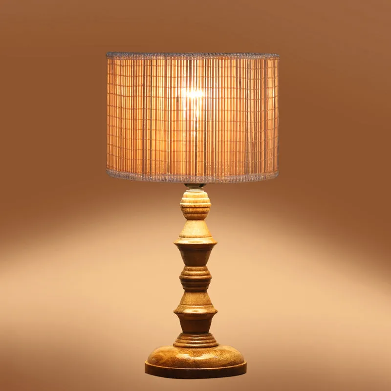 Bambouin Timber Wooden Table Lamp - Beige,Brown media 5