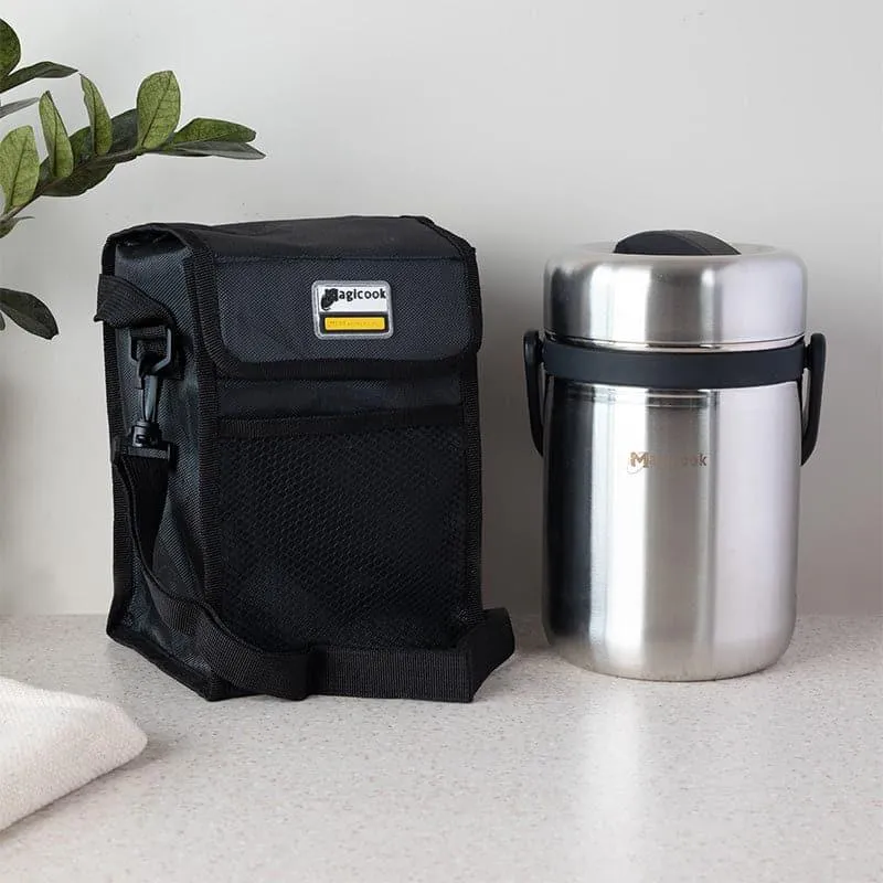 Cassa Insulated Lunch Box (Black,Silver) - 2500 ML media 1