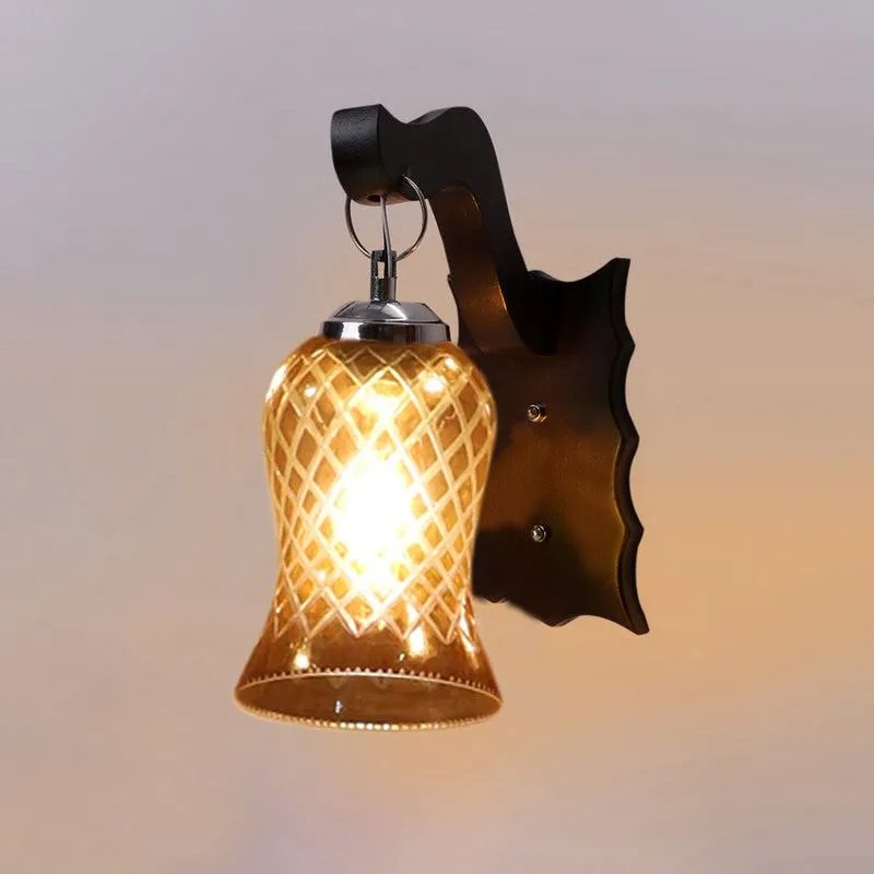 Honey Glow Wavy Amber Glass Wall Lamp media 7